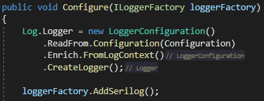 Serilog Logger configuration in Startup.cs file
