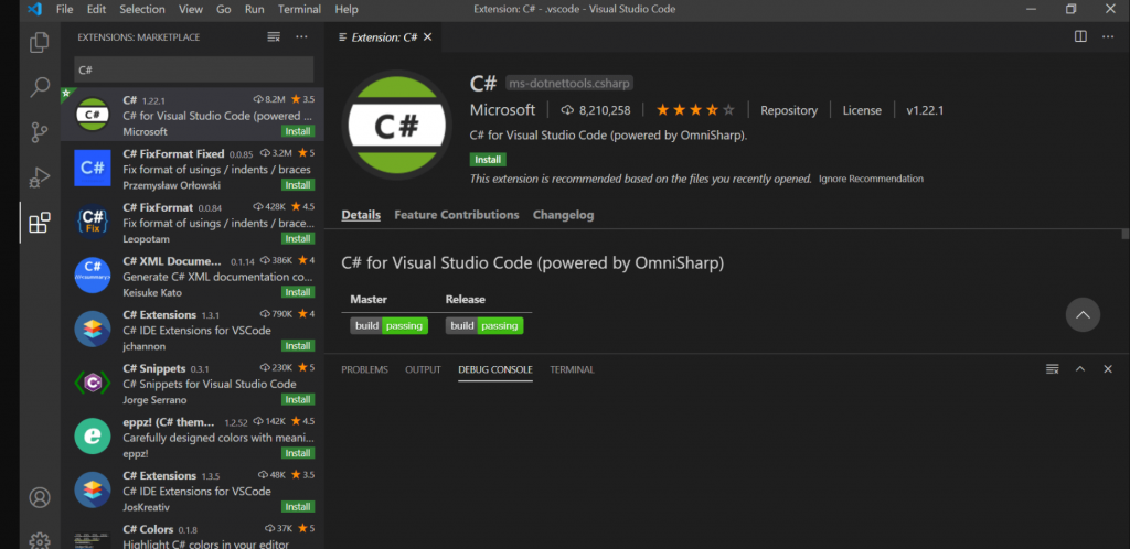 install c# in visual studio code