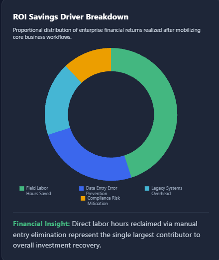 enterprise mobile app development ROI Savings Driver Breakdown