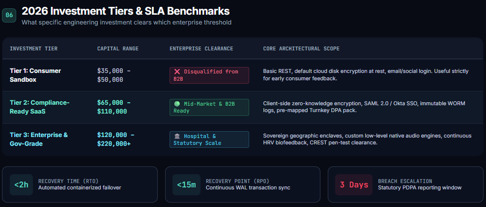 enterprise grade wellness health apps 2026 Investment Tiers & SLA Benchmarks